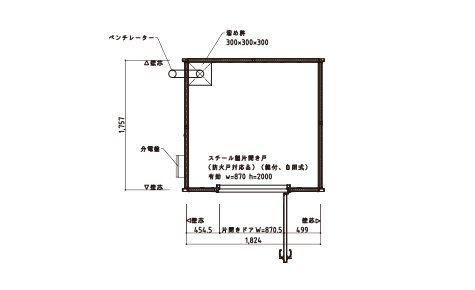 1坪タイプ 平面図