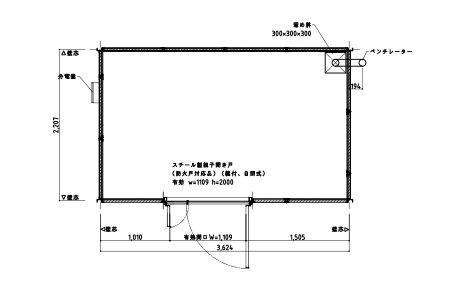 2坪タイプ 親子ドア仕様 平面図